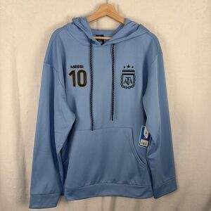 Official AFA Argentina Lionel Messi Jersey Pullover Hoodie Blue Size Large NWT